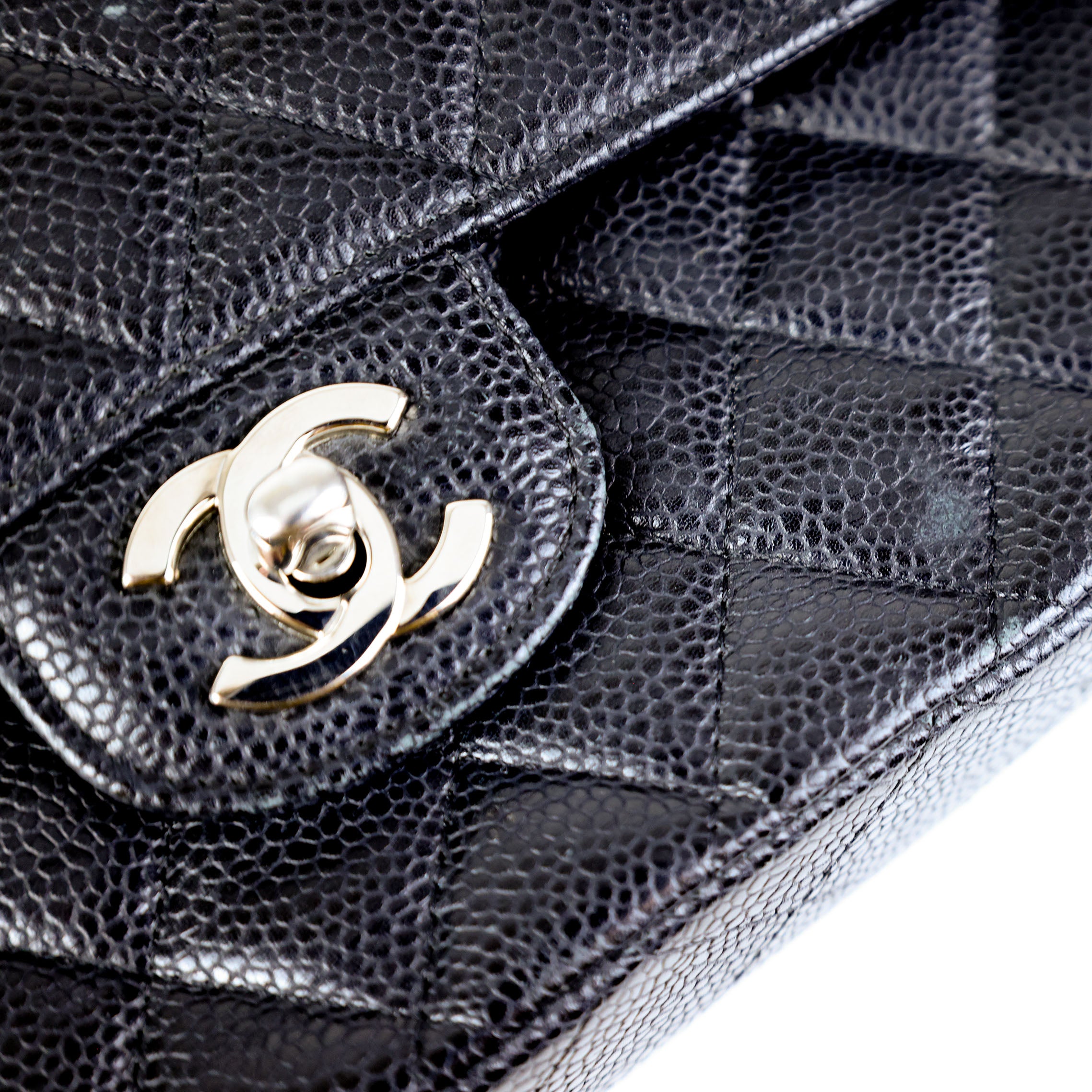 Chanel Medium Double Flap - Silver Hardware - All Black