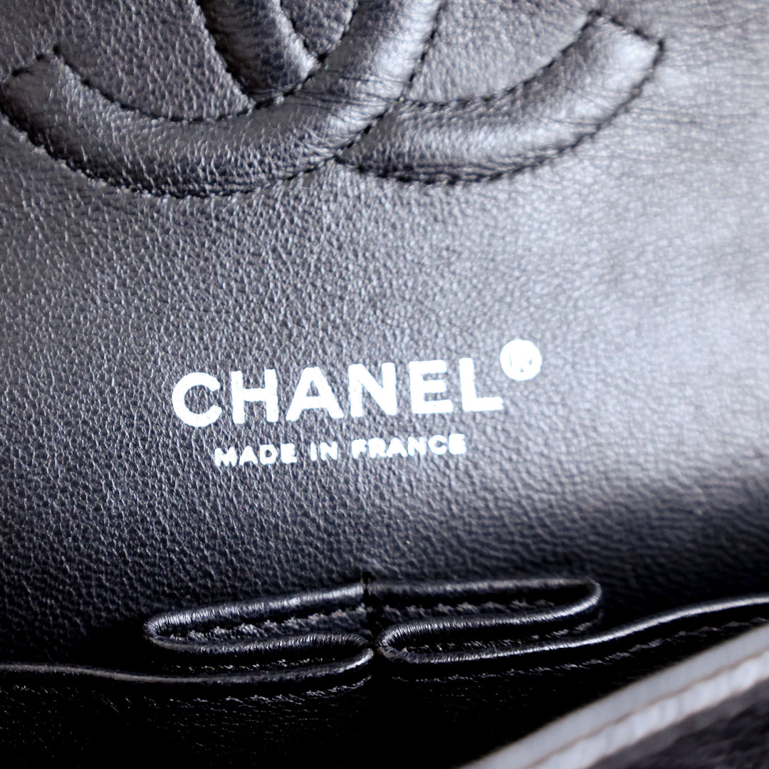 Chanel Medium Double Flap - Silver Hardware - All Black