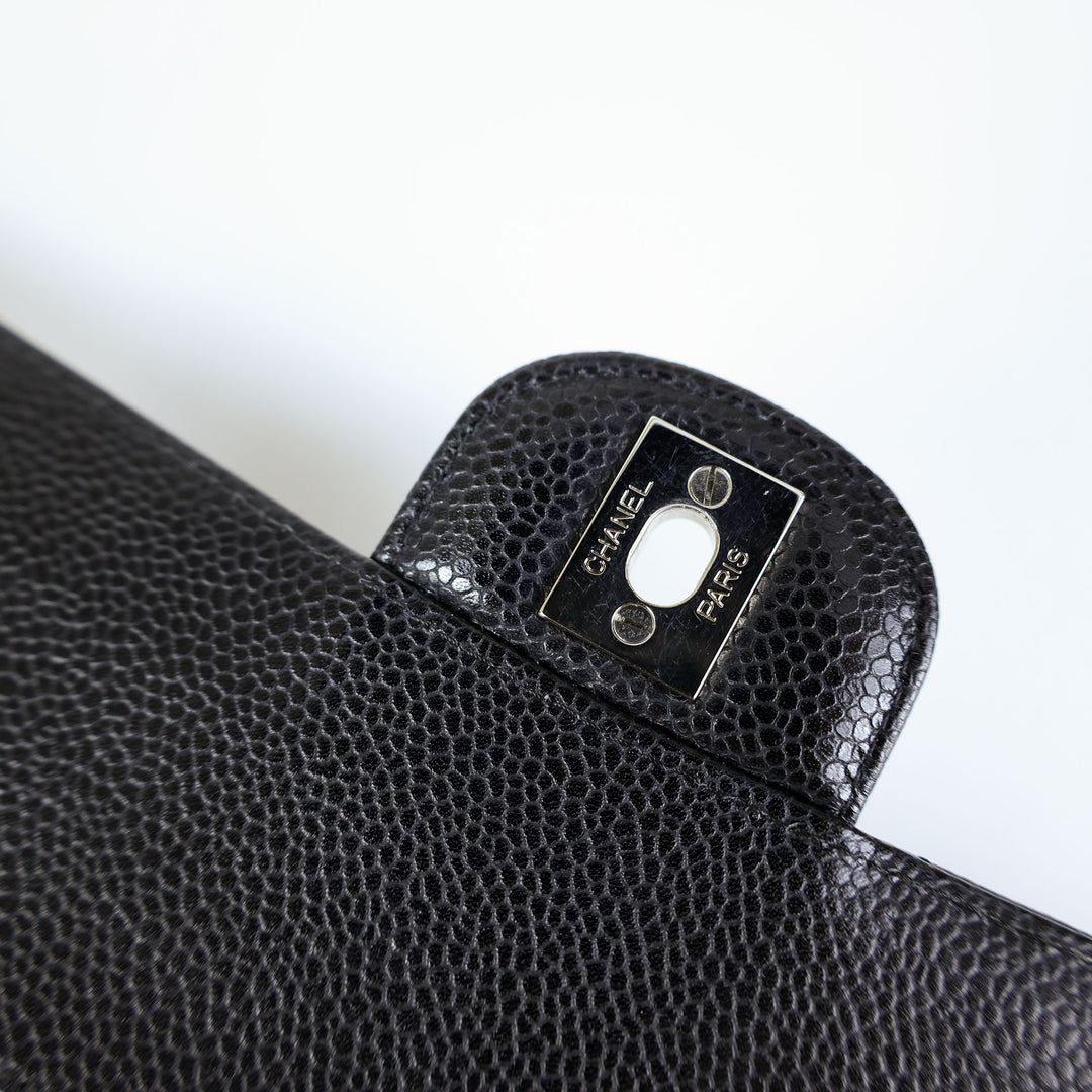 Chanel Medium Double Flap - Silver Hardware - All Black