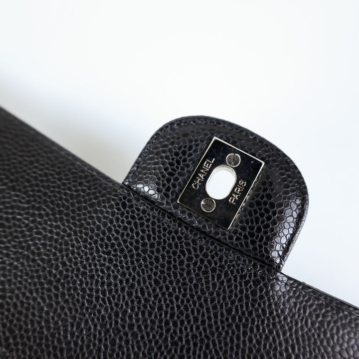 Chanel Medium Double Flap - Silver Hardware - All Black