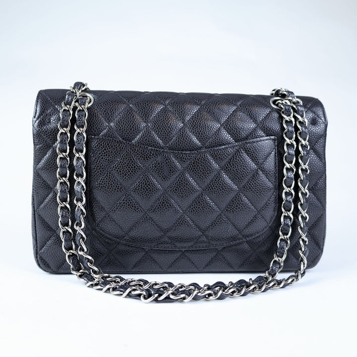 Chanel Medium Double Flap - Silver Hardware - All Black