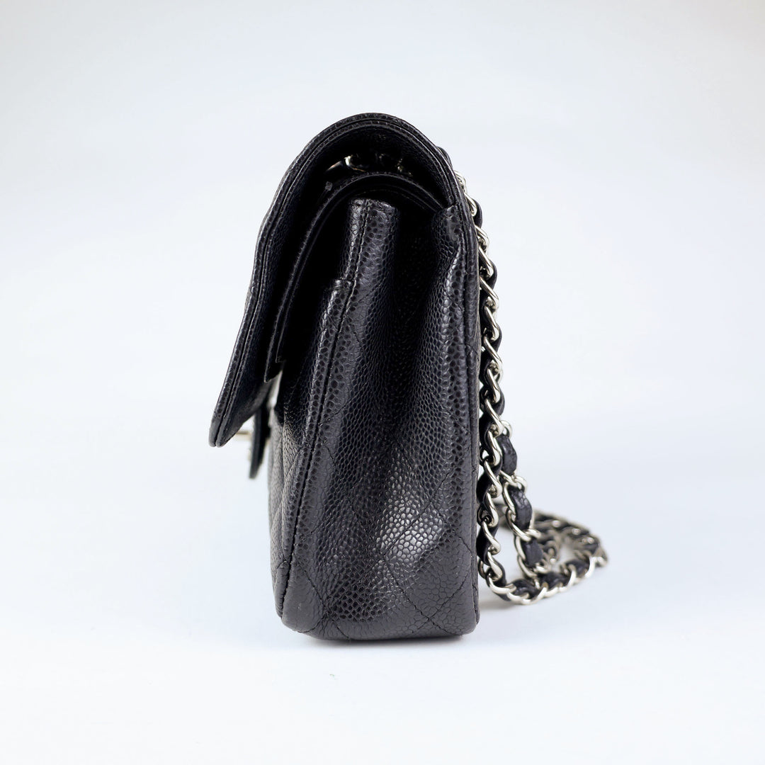 Chanel Medium Double Flap - Silver Hardware - All Black