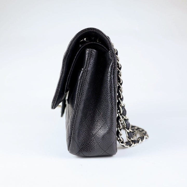 Chanel Medium Double Flap - Silver Hardware - All Black