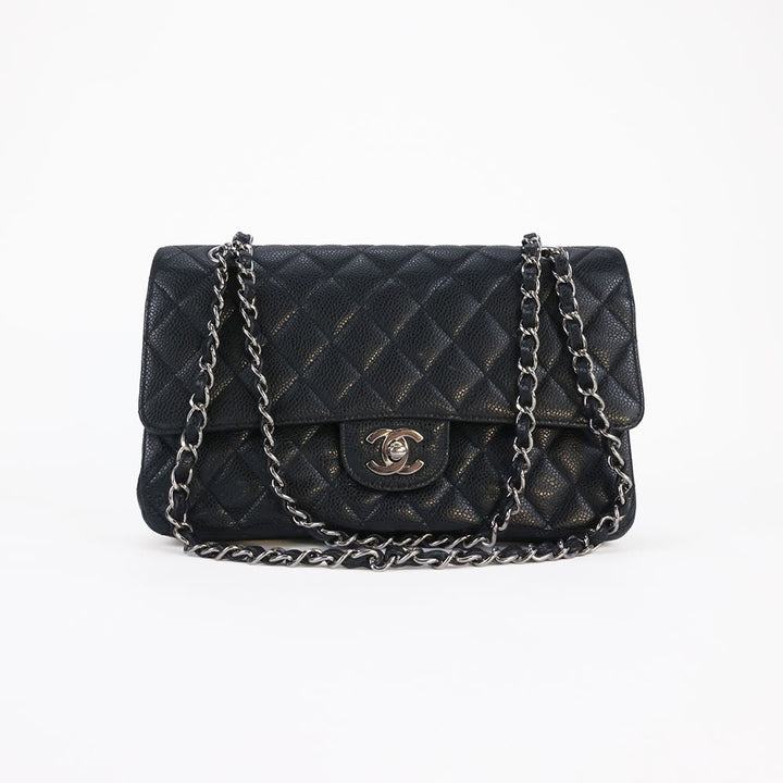 Chanel Medium Double Flap - Silver Hardware - All Black